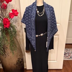Guest in Residence Wild Rag Indigo Blue Paisley Scarf